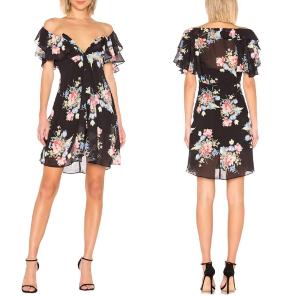 NWT LPA Revolve Floral Button Up Mini Dress in Midnight Roses Sz. XXS
